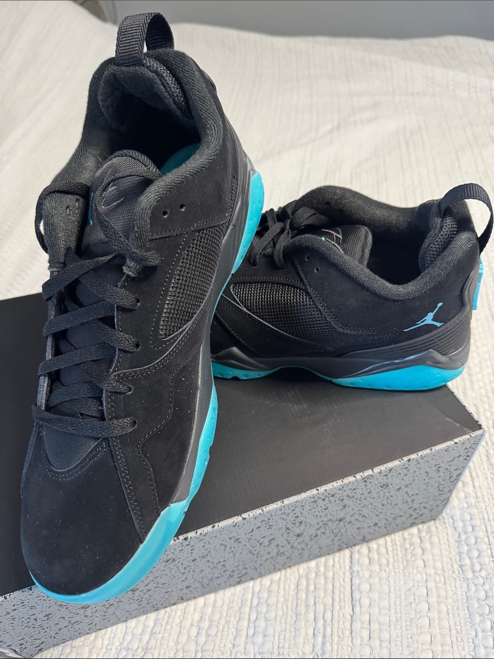 Jordan Low-Top Sneakers in Black and Teal Blue